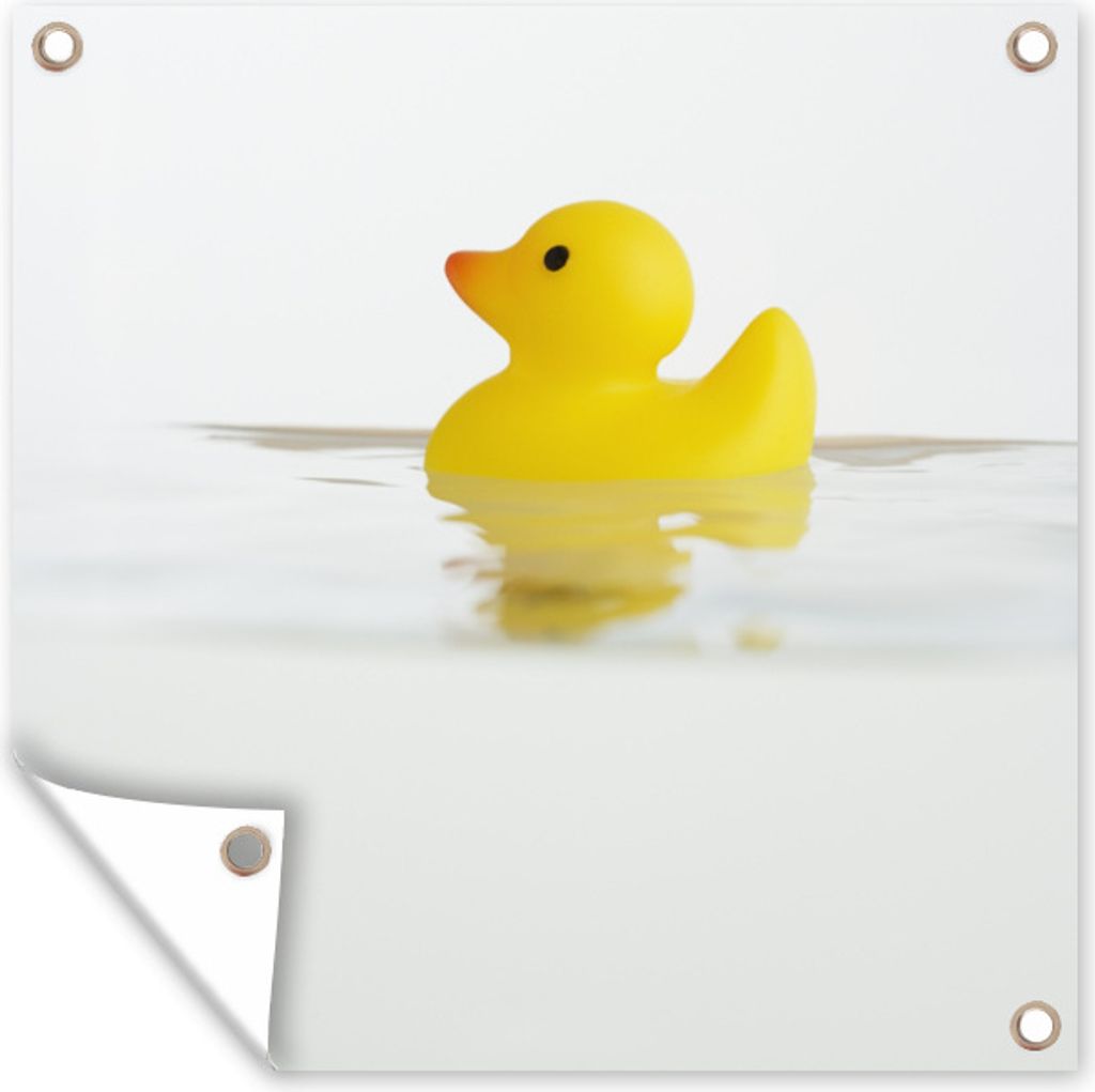 MuchoWow 100x100 cm Outdoor-Poster Gartendeko Sichtschutz Garten Poster für den Garten Badeente schwimmt im Wasser