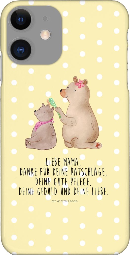 Mr. & Mrs. Panda Iphone 11 Handyhülle Bär Kind - Gelb Pastell - Geschenk, Muttertag, Cover, Mama, Smartphone Hülle, Handy Schutzhülle, Mutter