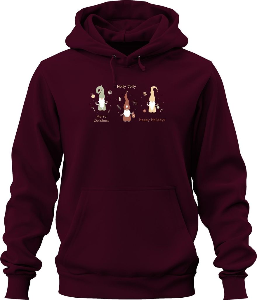 Happy Holidays Wichtel schwedische Gnome Elfen - Weihnachten Weihnachtsgeschenk Uni Hoodie Kapuzenpullover, Burgundy, XXL