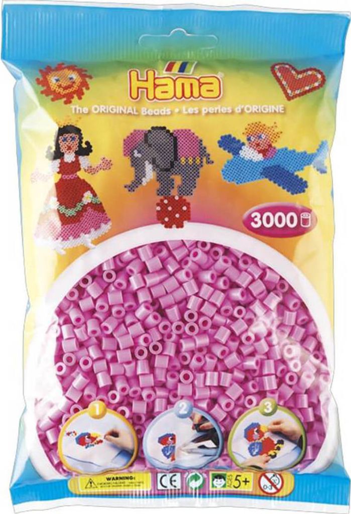 Hama Beutel mit 3000 Midi-Bügelperlen : pink Farbe: pink