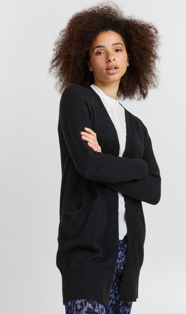 ICHI IHKAMARA CA2 Damen Lange Strickjacke Feinstrick Cardigan Longstrickjacke Long-Strickcardigan Regular-Fit