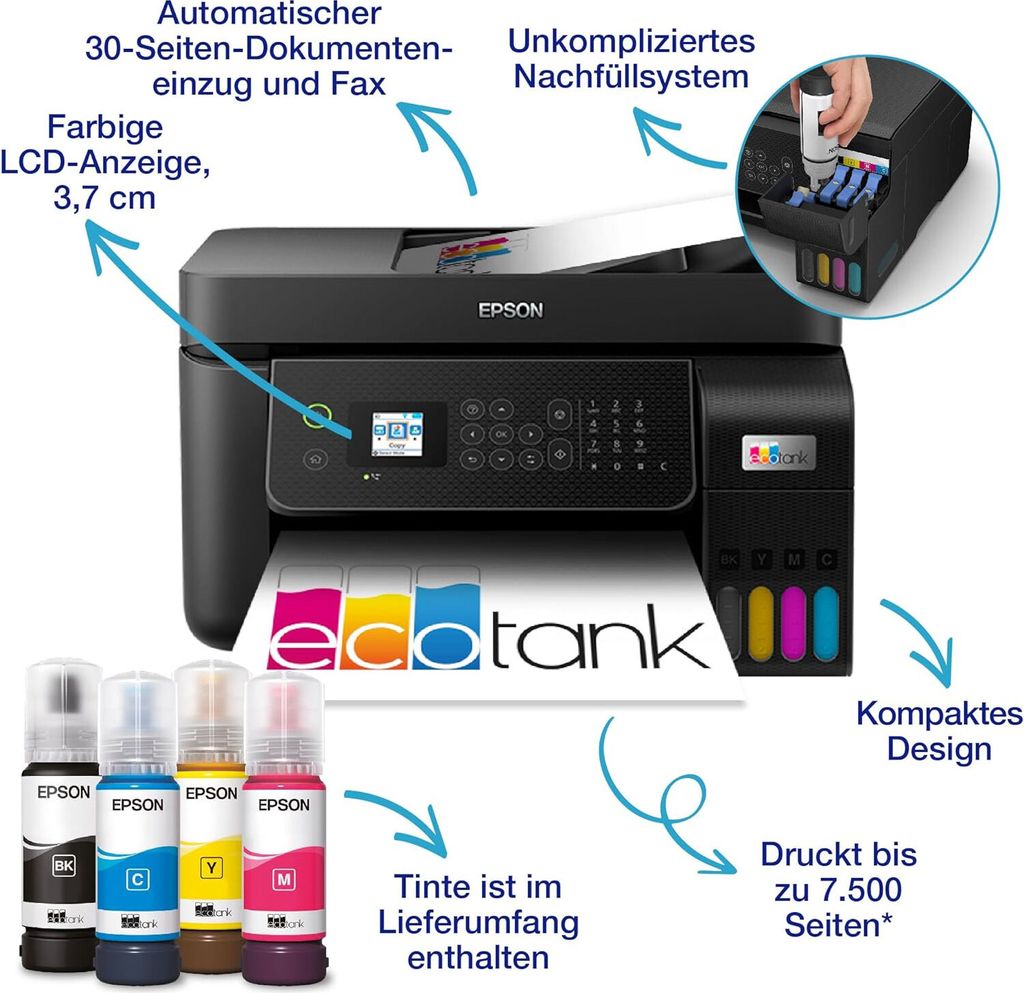 Epson EcoTank ET-4800, Tintenstrahl, Farbdruck, 5760 x 1440 Produktbild 24