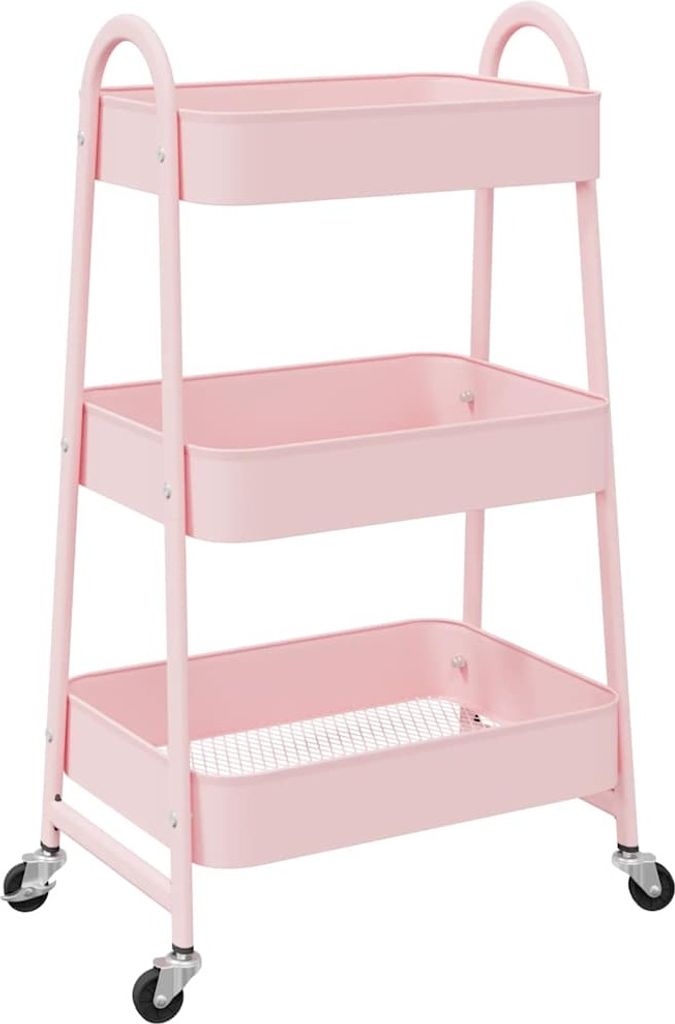 Aufbewahrungswagen 3-stöckig Rosa 42x41,5x77 cm Stahl