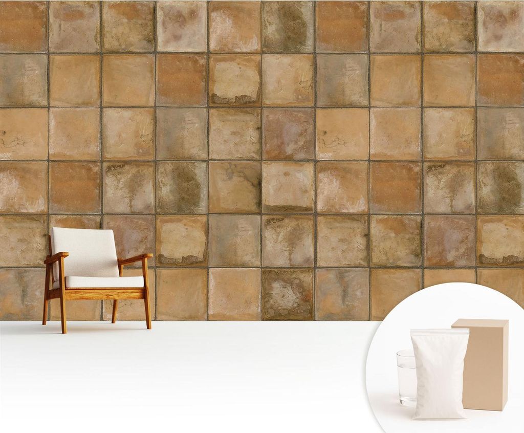 Fototapete - 416x254 cm - Tapete - Wandtapete - Wandbilder - Dekofolie - Tapete Folie - Wand - Dekoration - Wohnzimmer - Rustikales Mosaik