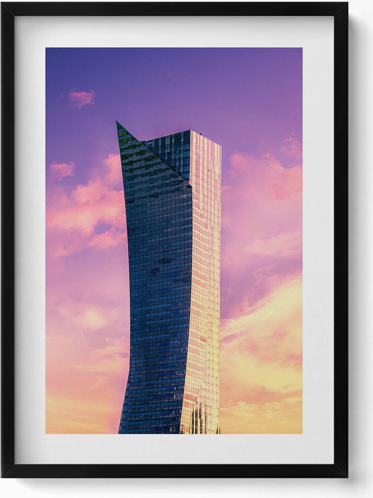 Wolkenkratzer in Warschau– Wandbild mit Rahmen – Gerahmtes Bild – Wanddekoration – 50x70 cm – Schwarz Rahmen