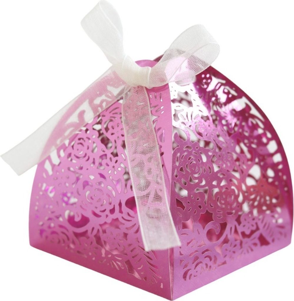 50 Pack Rose Süßigkeiten Boxen Laser Cut Schokolade Geschenk-Boxen Für Hochzeit Braut Dusche Jahrestag Geburtstag Party Favors