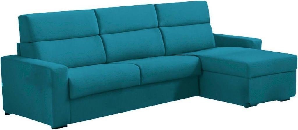 Vigonovo - Festes Sofa mit Ottomane, 280x160 cm Blau, Abnehmbar Italy