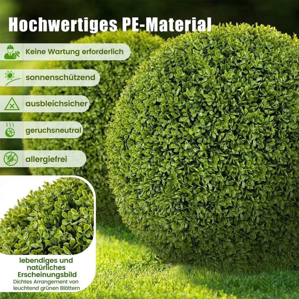 2er Buchsbaumkugel 39 cm Buchsbaum Kugel UV-beständig dekorative Kugelpflanzen für Haus