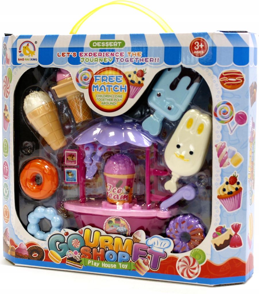 Eiswagen Spielzeug Süßigkeiten Shop - Kinder Kaufladen Zubehör & Eisdiele Set Bunt