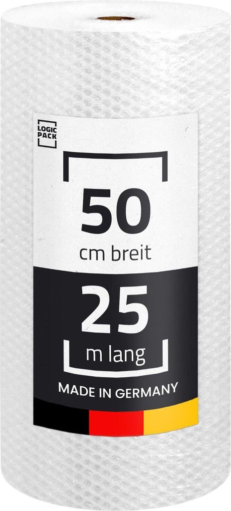 LOGIC PACK 1x Luftpolsterfolie 60my Noppenfolie Verpackungsmaterial 50 cm x 25 m