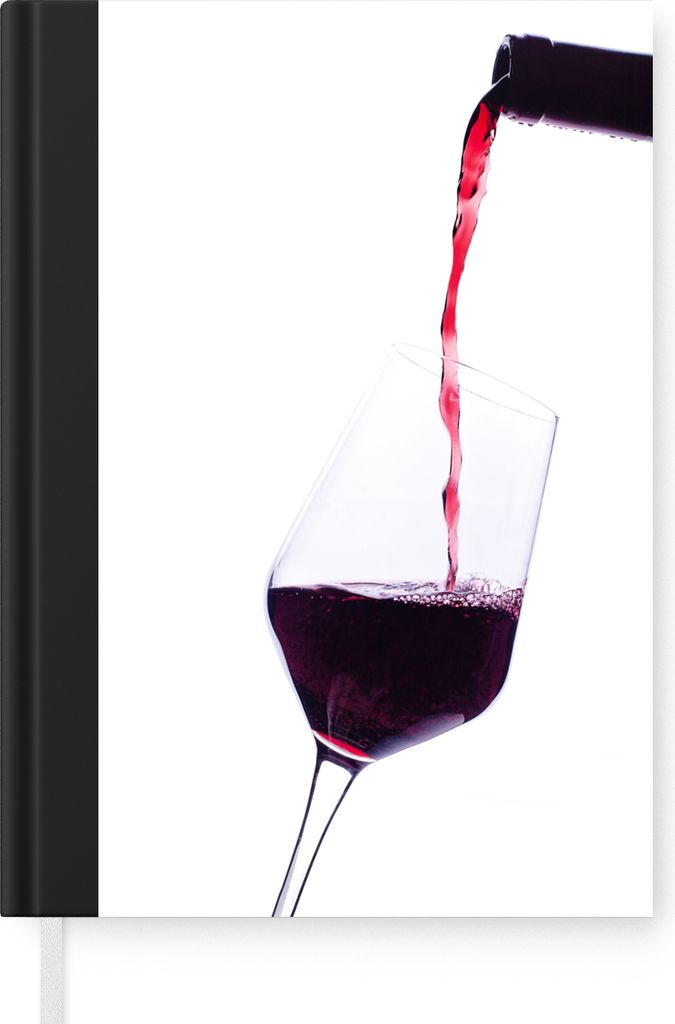 MuchoWow Notizbuch Tagebuch Haushaltsbuch Notebook A5 Weinflasche, die Rotwein ins Glas gießt - Notizblock - Notizheft - Notebook - Schreibblock...