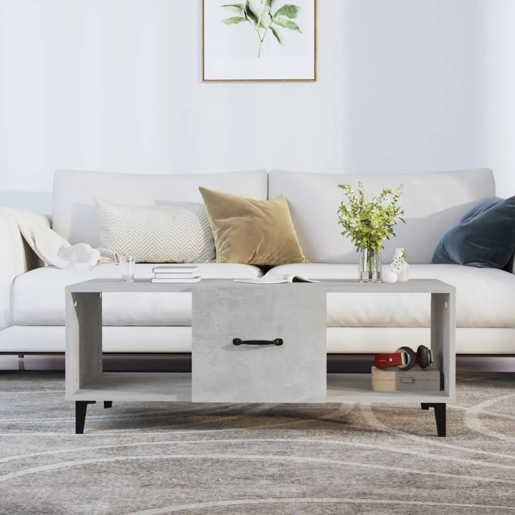The Living Store tavolino in cemento grigio 102x50x40 cm materiale a base di legno