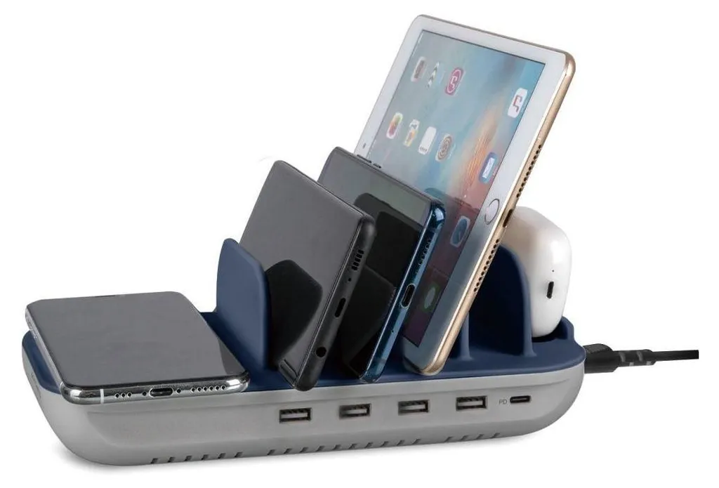 4smarts 540323 Support de Charge Induction 540323 Bleu et Gris Table