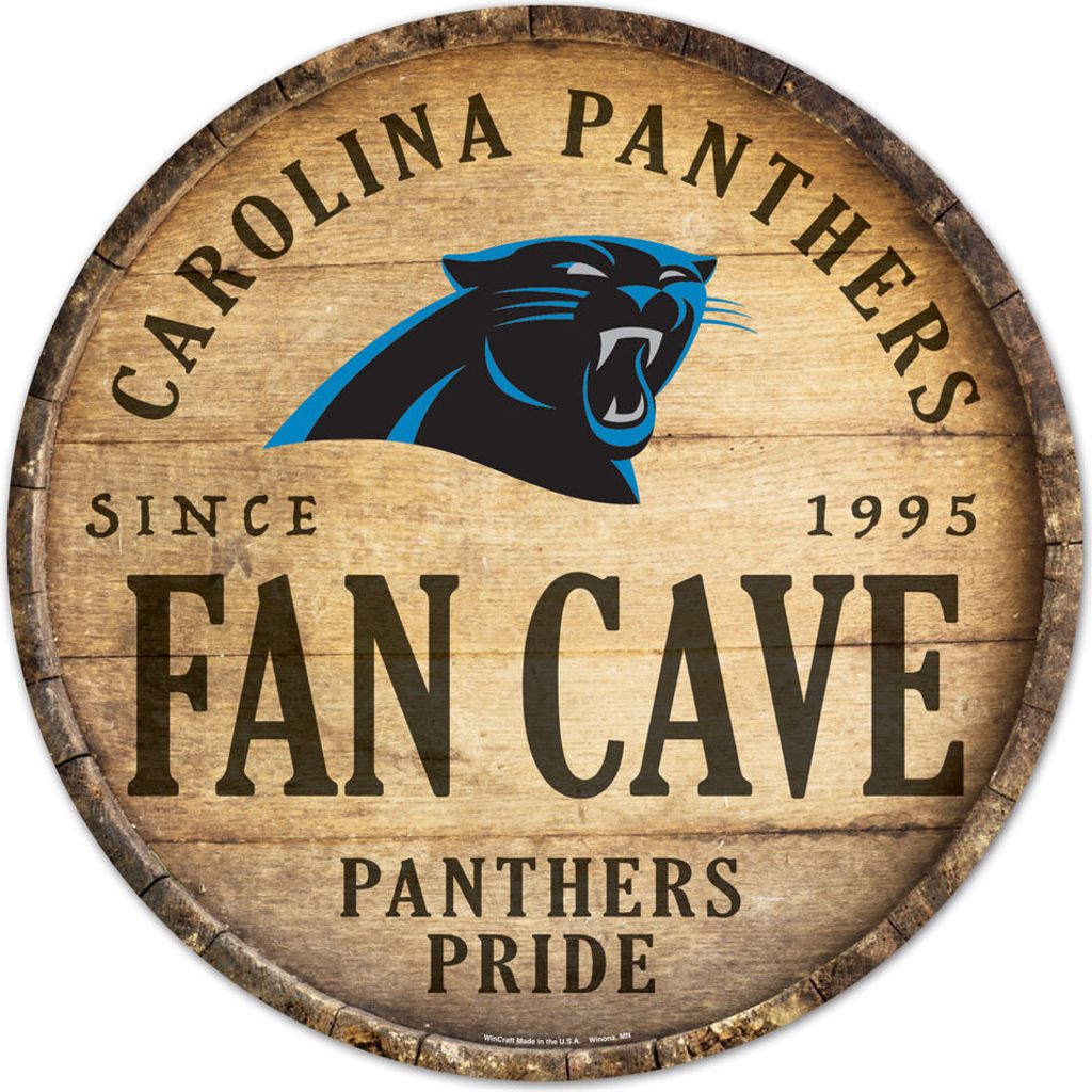 NFL Carolina Panthers Fan Cave Rund Football Wood Sign Holzschild Holz Deko 35cm
