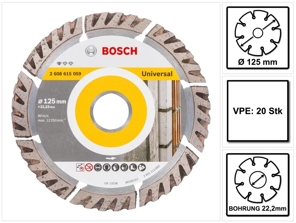 Disque diamanté Bosch 125mm : idéal pour béton, brique et maçonnerie