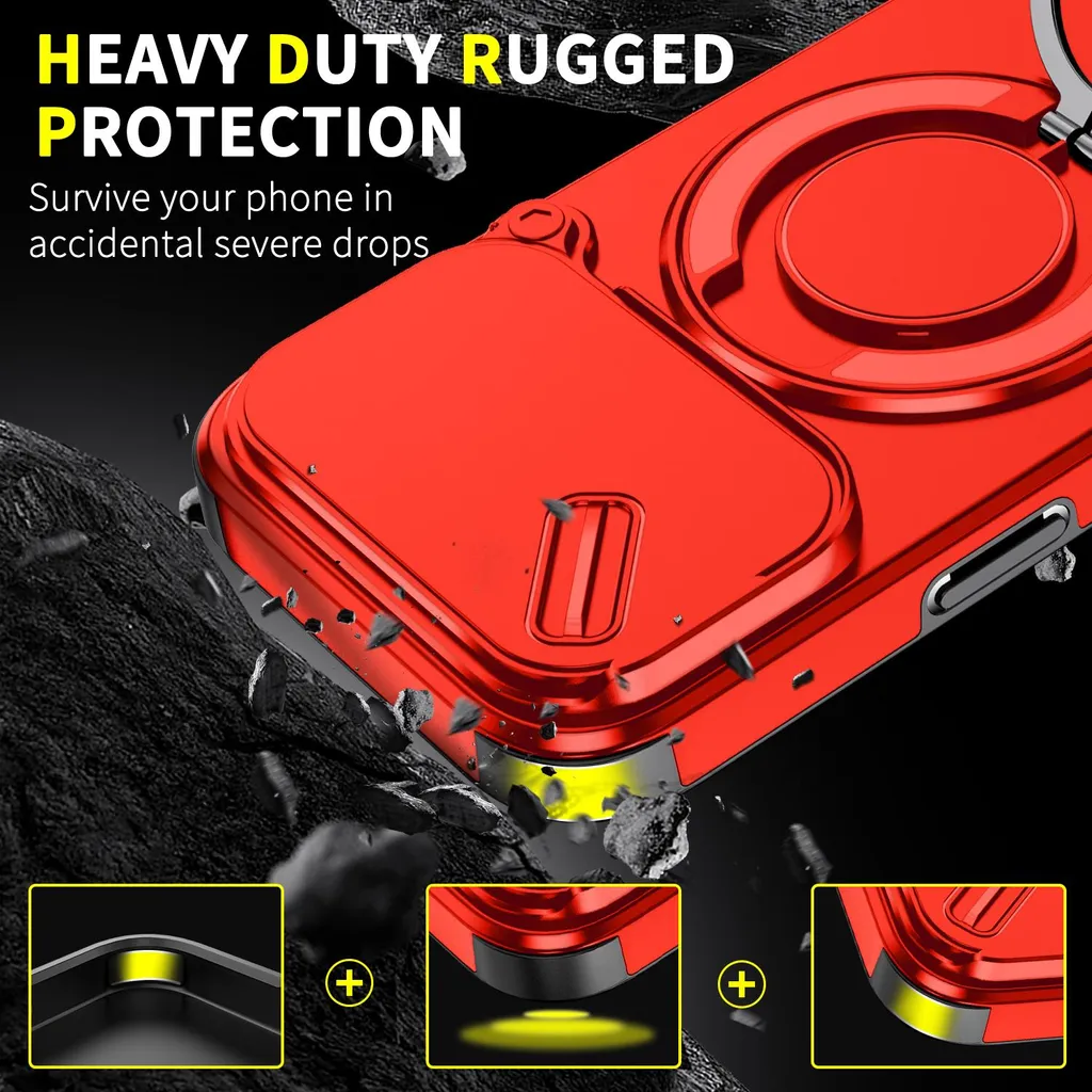 Custodia Rugged iPhone 17 Pro Rossa: Protezione Camera e Ring Stand - 7