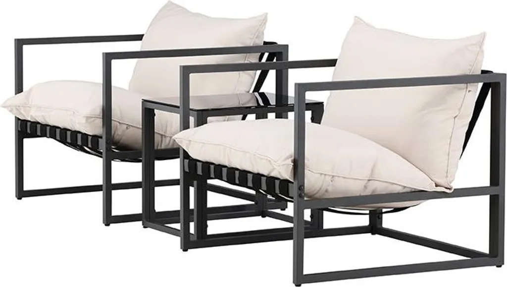 Messinasalon Ensemble de 2 Fauteuils et 1 Table d'Appoint Noire Design - 2