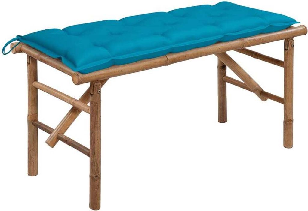 Klappbare Gartenbank mit Auflage 118 cm Bambus