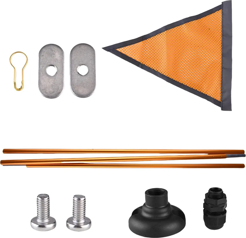 Drapeau kayak haute visibilité orange avec mât flexible et socle fixe