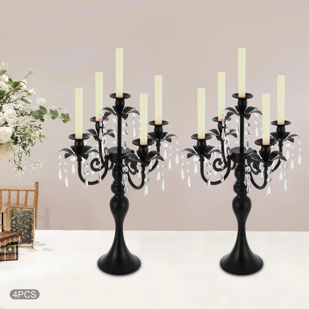 Chandelier Noir Stable 5 Branches 51.5cm - Centre de Table sans Risque - 3