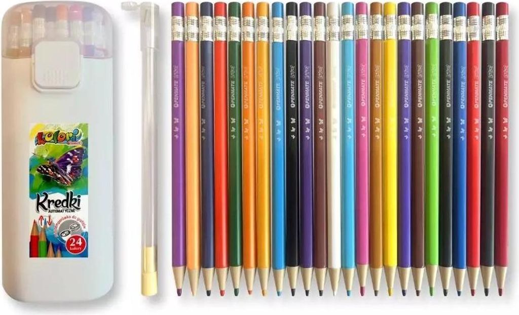 Stifthalter mit 24 Buntstiften + Anspitzer von PENMATE