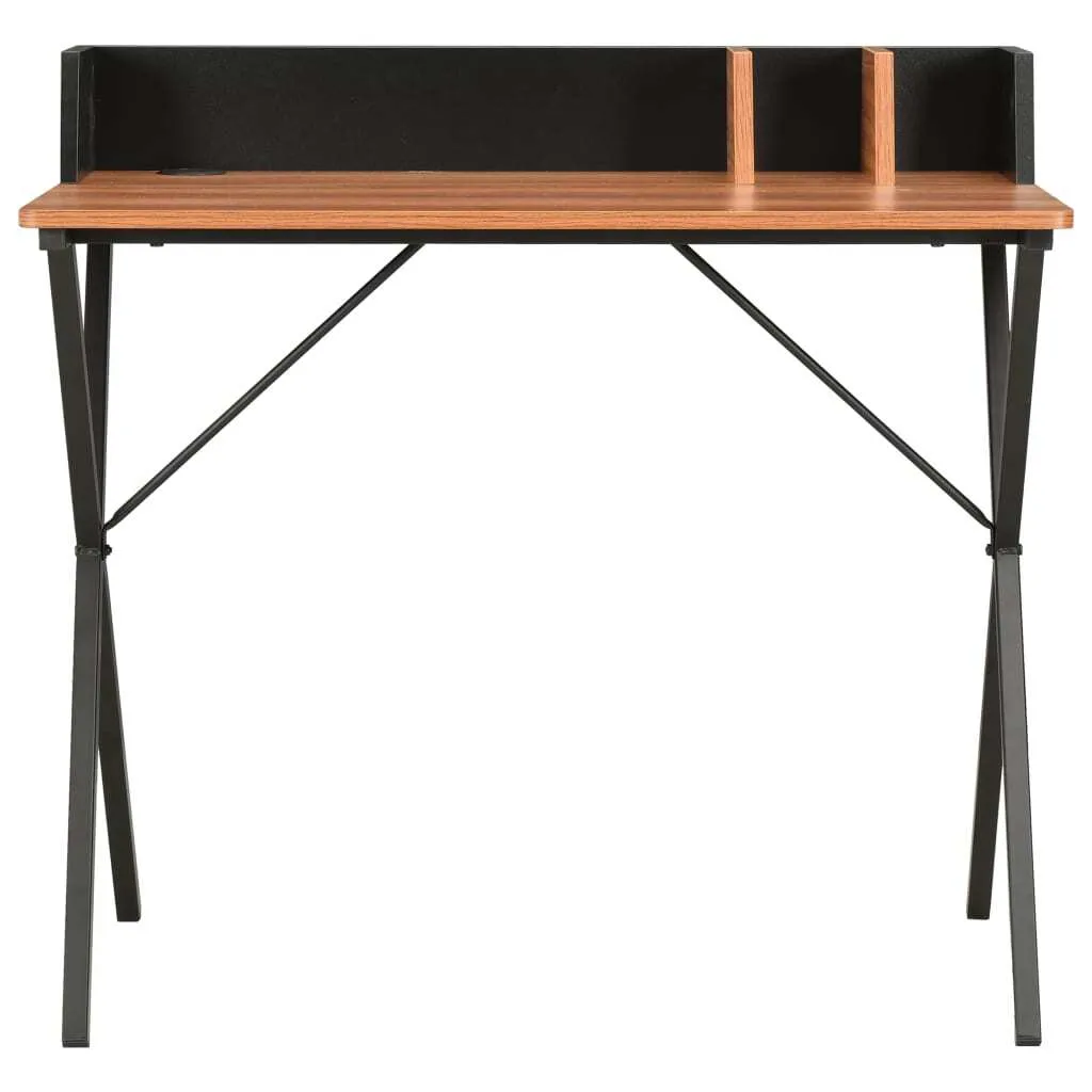 SYFAX™ Scrivania Nera e Marrone 80x50x84 cm
