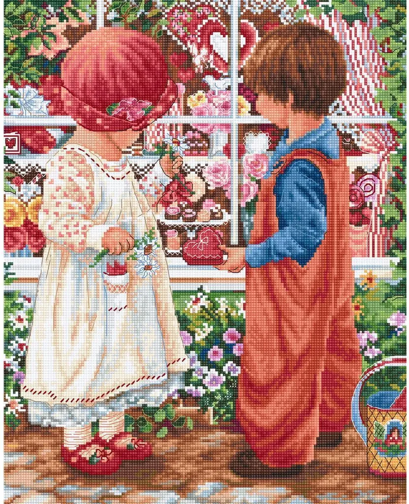 Broderie Point de Croix Valentinstag Schatz Kit Complet Luca-S 25x32 cm