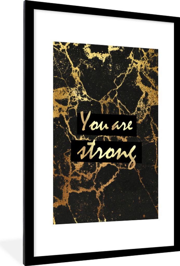 MuchoWow® Gerahmtes Poster Zitat - Motivation - Gold - Produktbild 