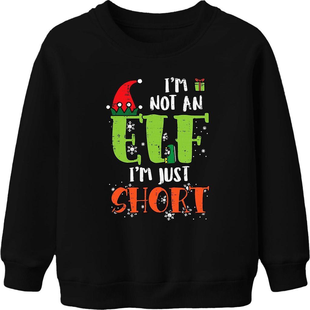 I'm Not An Elf I'm Just Short Weihnachten Elf Geschenk Uni Kinder Sweatshirt Pullover, Schwarz, 116
