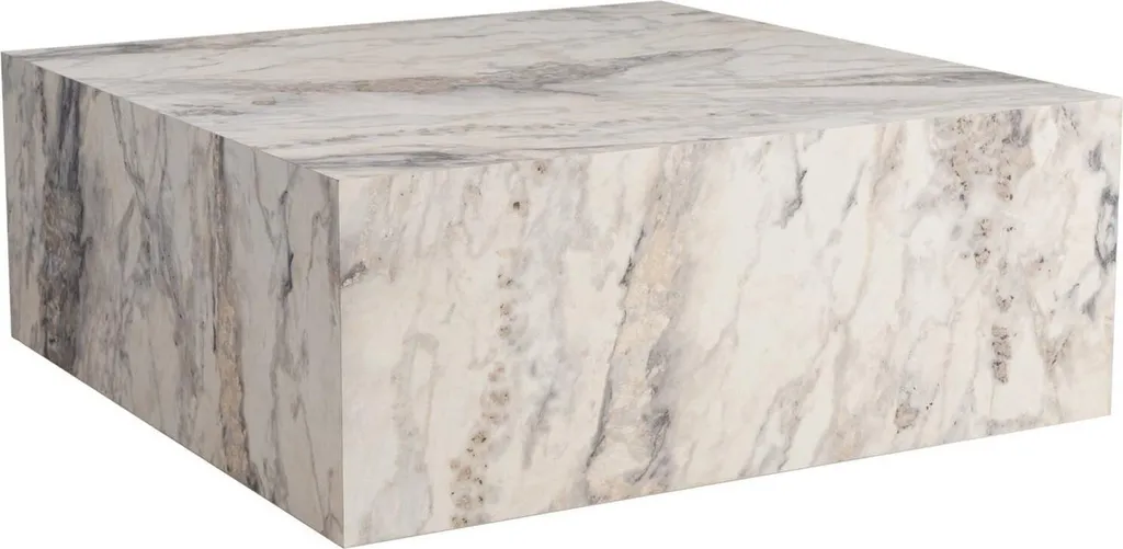 Table Basse Gain de Place 90x90cm Jesinia Marbre Blanc Entretien Facile