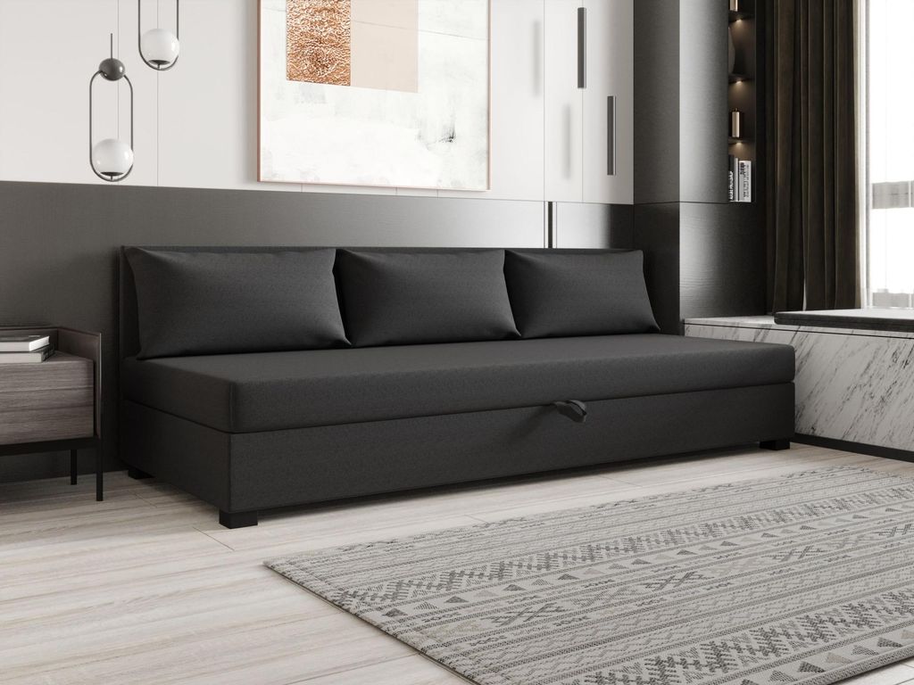 Einzelbett 90x195 ZAJDA BIZ 2 mit Stauraum - grau