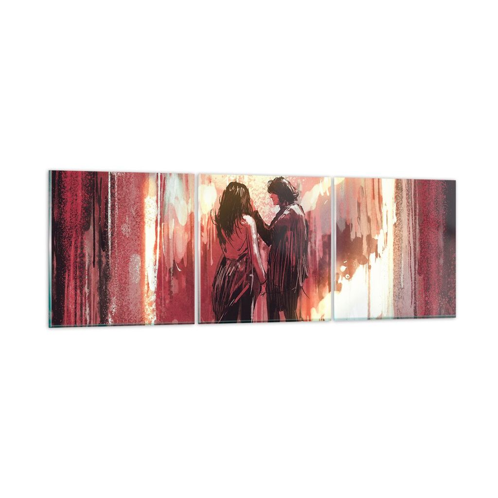 Bilder auf glas - Paar künstlerisch illustration liebhaber - 150x50cm - Glasbilder - Wandbilder - Kunstdruck - Wanddekoration aus Glas - Glas Bild...