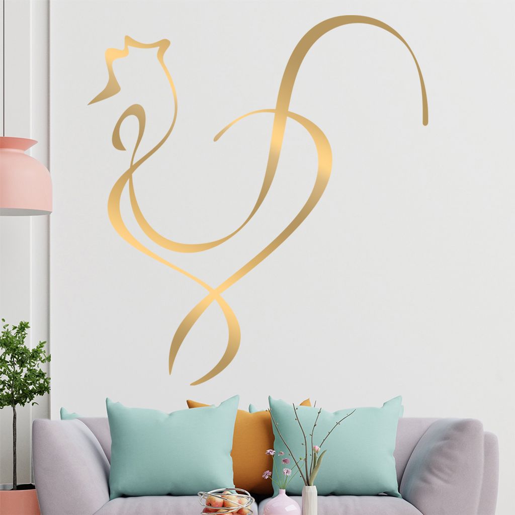 Hahn Linien Wandtattoo in 6 Größen - Wandaufkleber Wall Sticker - Dekoration, Küche, Wohnzimmer, Schlafzimmer, Badezimmer