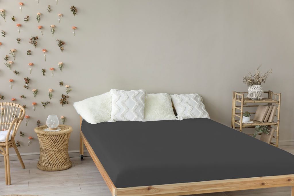 Jersey Spannbettlaken 200x200 cm 100% Baumwolle Anthrazit Produktbild 5