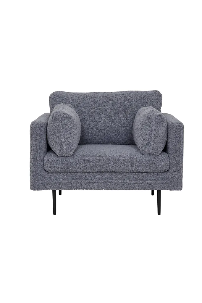 Boom Boom Fauteuil en tissu Teddy gris foncé - Design Cosy 80x75x85cm