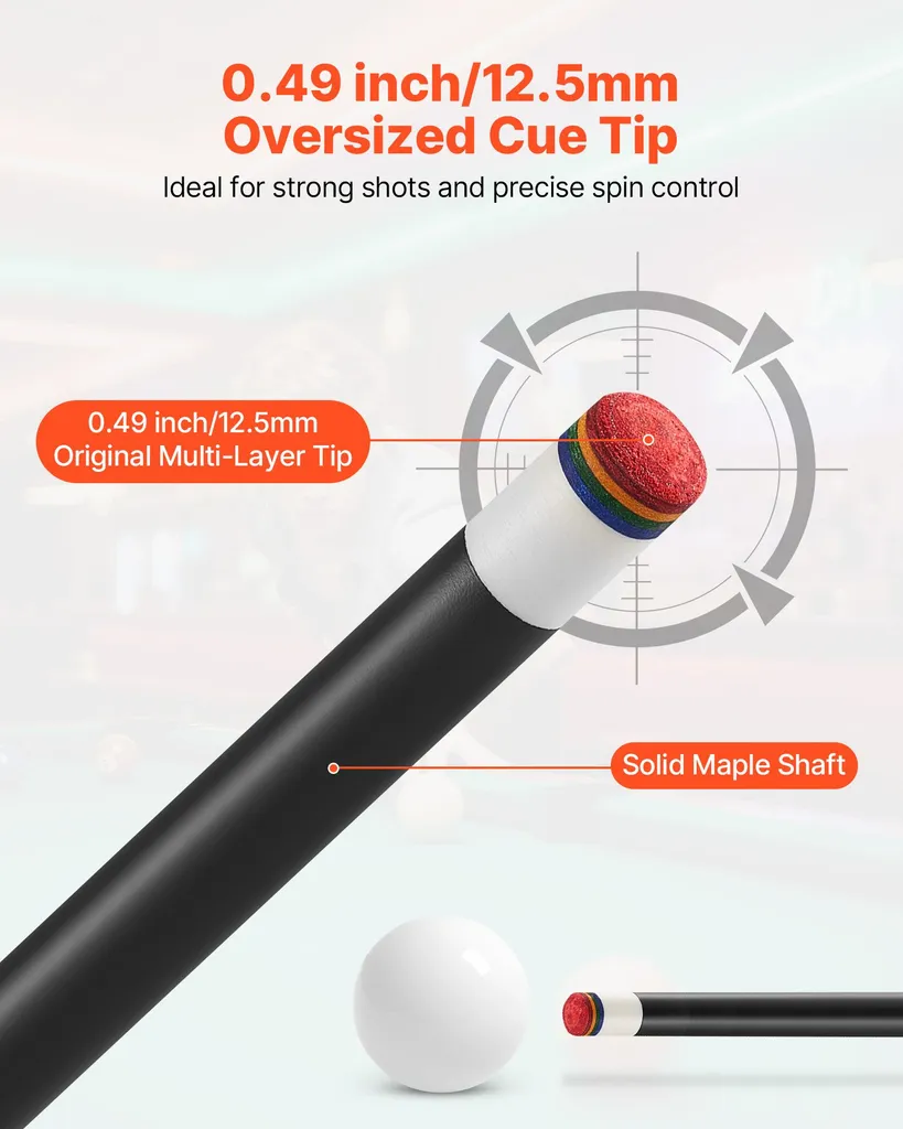 Queue de billard anti-vibration érable canadien avec joint ABS durable