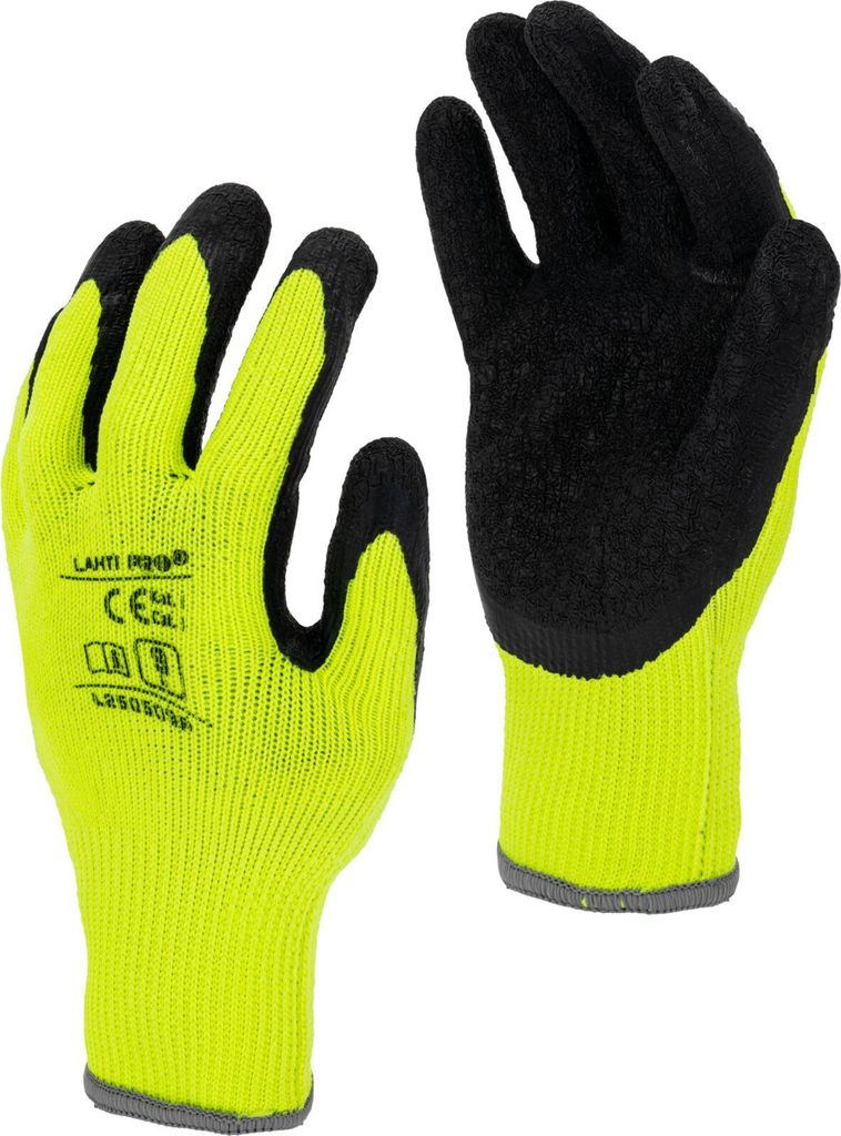 Warme Gelbe Polyhandschuhe L250510P, 12 Paar, "10", Ce, Lahti