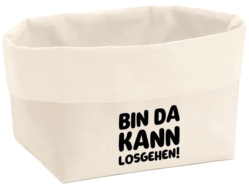 Huuraa Organizer Bin da kann losgehen 3 Liter Medium Canvas Baumwolle Utensilo Geschenkidee