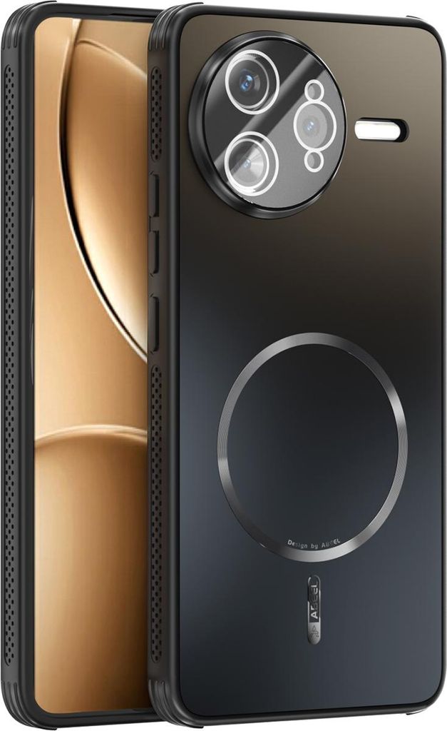 Matte PC TPU Hülle für Xiaomi Poco F7 Ultra/Redmi K80 Pro Magnetische Handyhülle mit Linsenabdeckung und Wärmeableitung Stoßstange Schwarz