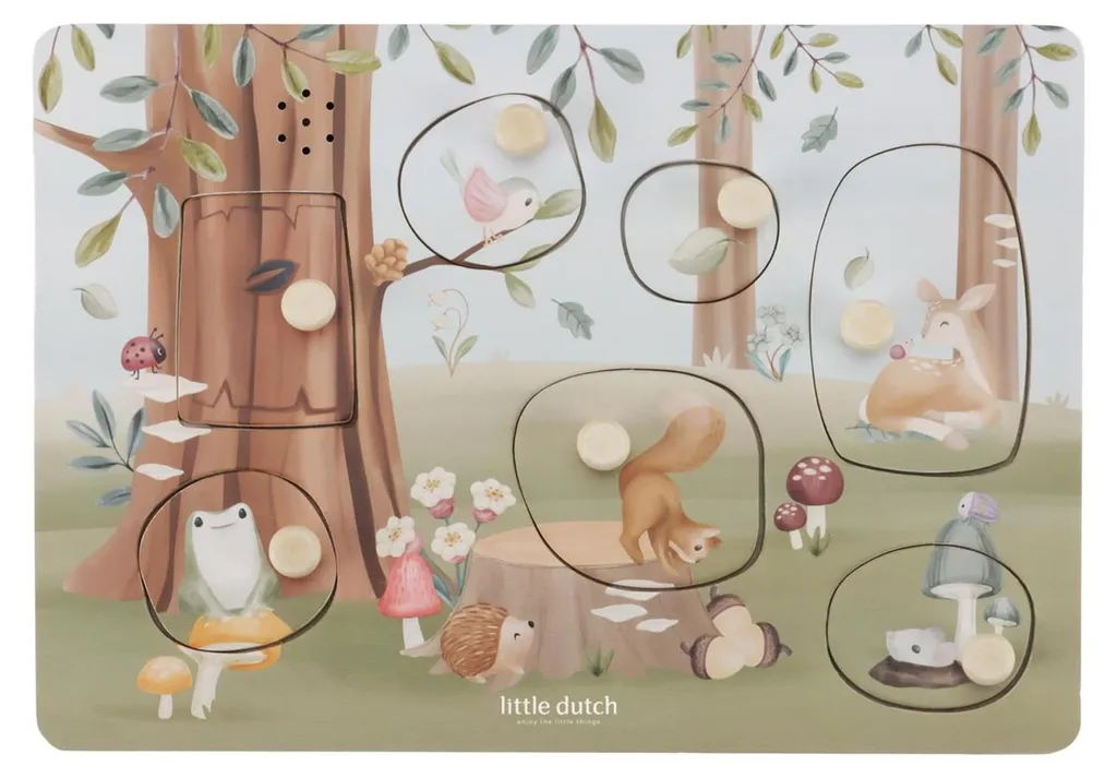 Casse-tête Amis de la forêt Little Dutch - Puzzle Bois Anti-Ennui Bébé