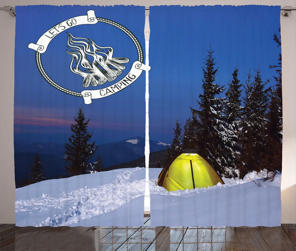 Rideau occultant partiel Loup Winter Adventure 280x175 cm Jaune Bleu