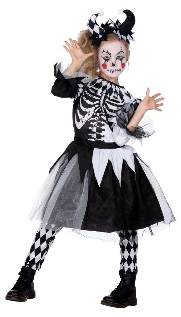 Kleid Halloween Clown schwarz, Groesse:140 Produktbild 