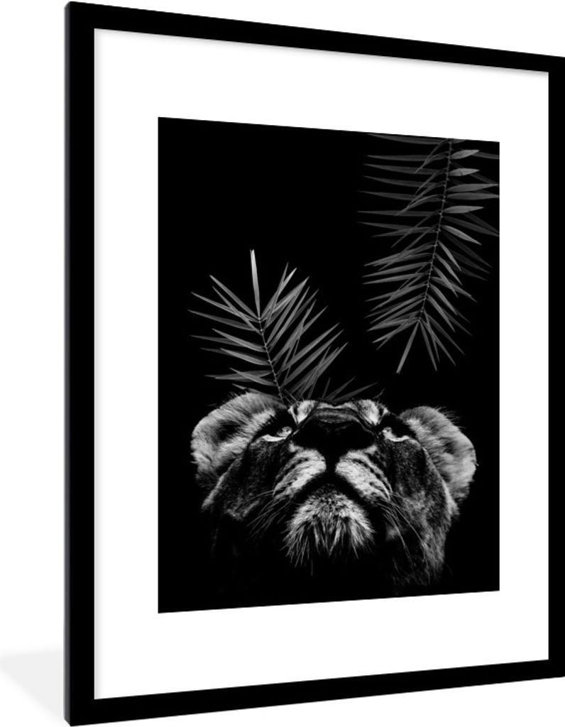 MuchoWow® Gerahmtes Poster Tiger schaut auf und steht vor Produktbild 