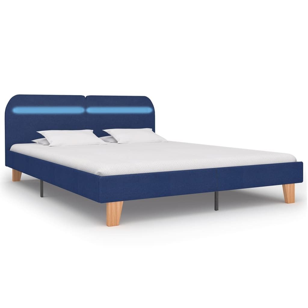 (Robust Möbel)Bettgestell - CLORIS - Doppelbett - Robust und langlebig - mit LED Blau Stoff 160x200cm - Klassische Betten DEMöbel1154692