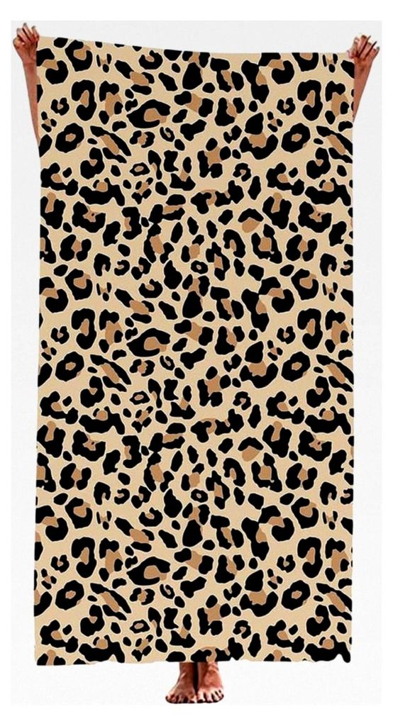 Leopardenmuster Handtuch, Großes Strandtuch mit Leopardenmuster, Schnelltrocknendes Badetuch für Herren und Damen - 75x150cm, Weiß