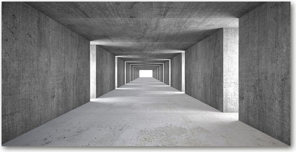 Tulup Leinwandbild - 140x70 cm - Wandkunst - Drucke auf Leinwand - Leinwanddruck - Kunst: modern & klassisch - Grau - Beton-Tunnel