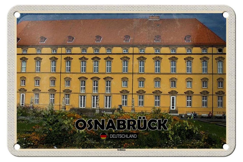 Blechschild Städte Osnabrück Schloss Mittelalter Deko 18x12cm Schild