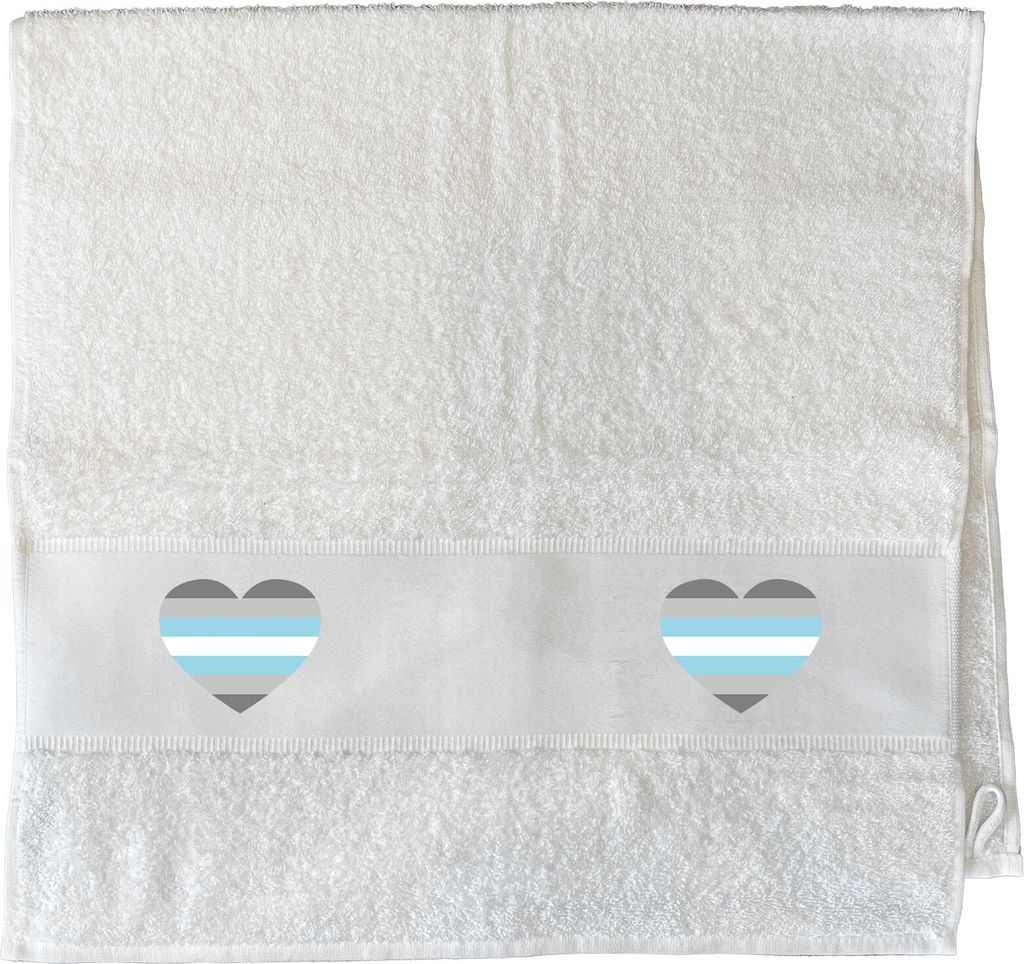 Huuraa Handtuch Demiboy Pride Flagge LGBTQ Herz 50x100cm White Baumwolle Handtuch Geschenkidee