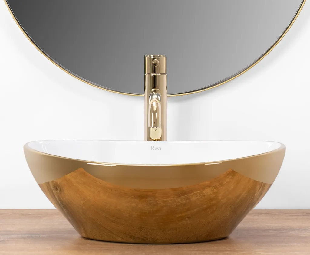 Lavabo da Appoggio Rea Sofia Gold / White - 5