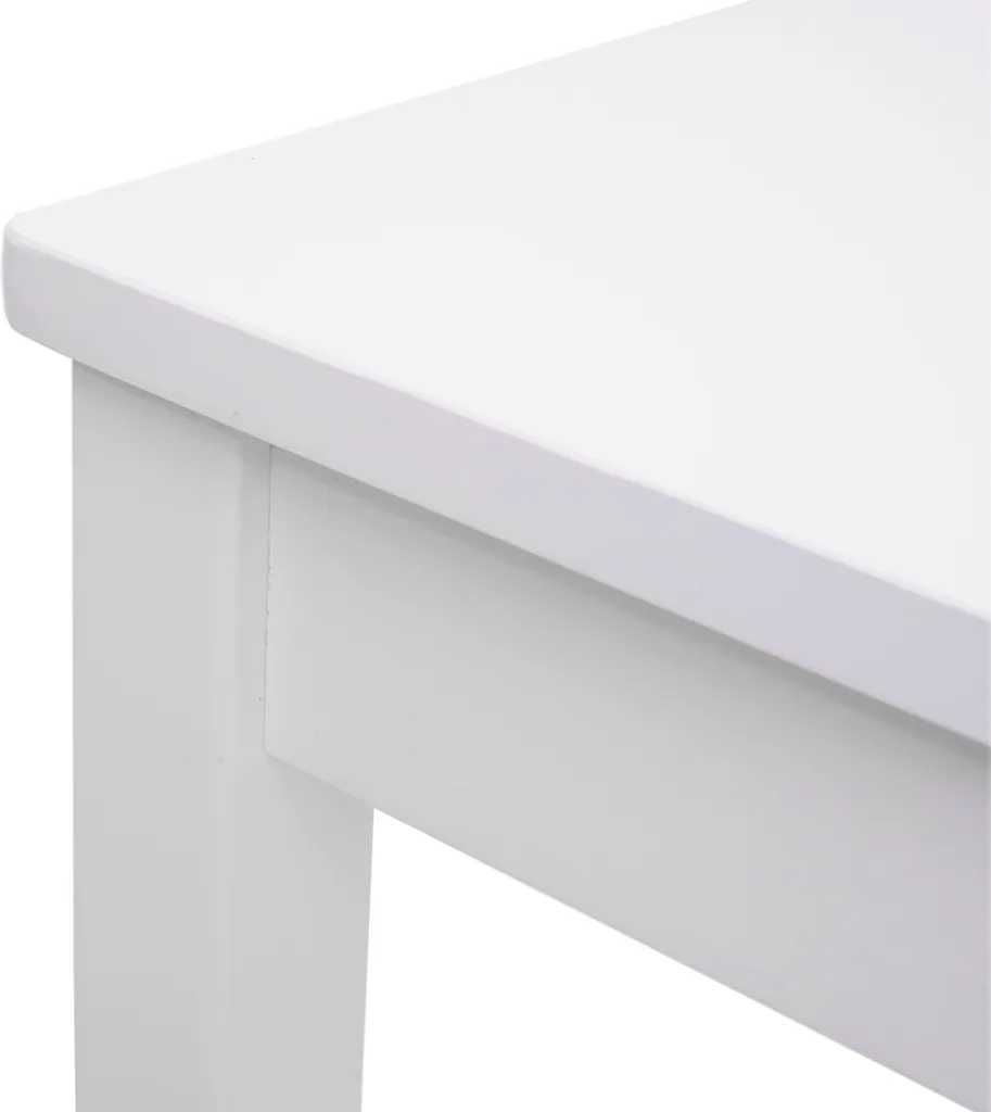 Coin repas robuste en bois massif blanc : set de table et chaises 110cm